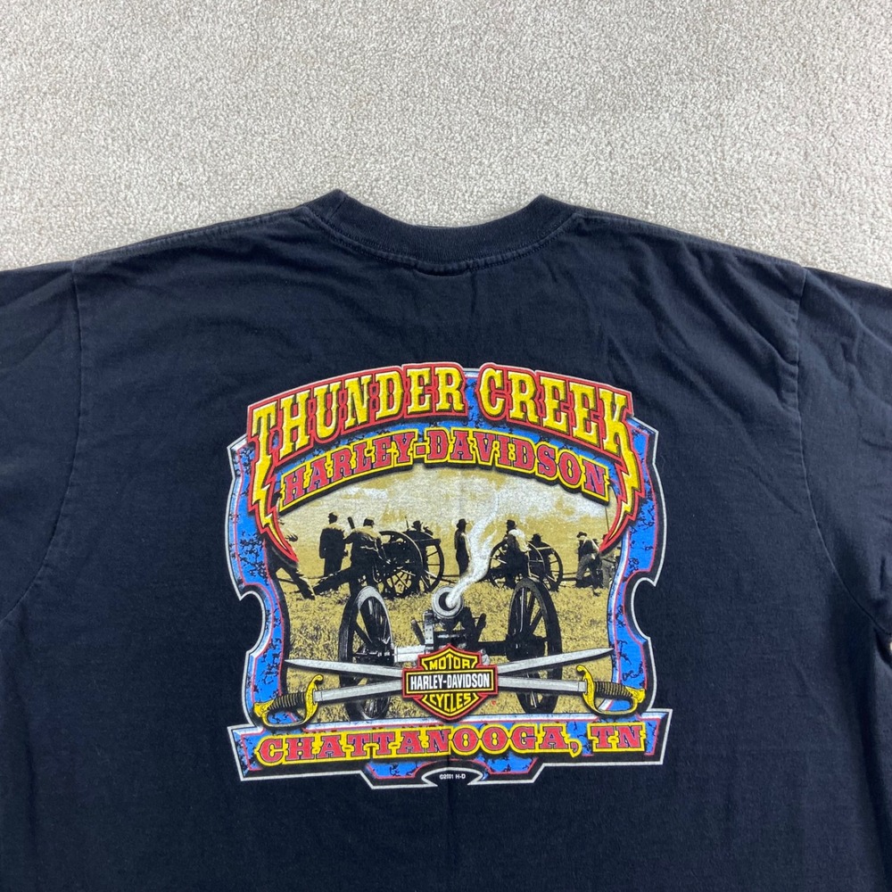 Vtg Harley-Davidson T Shirt Mens XL Black 2001 Thunder Creek Chattanooga TN
